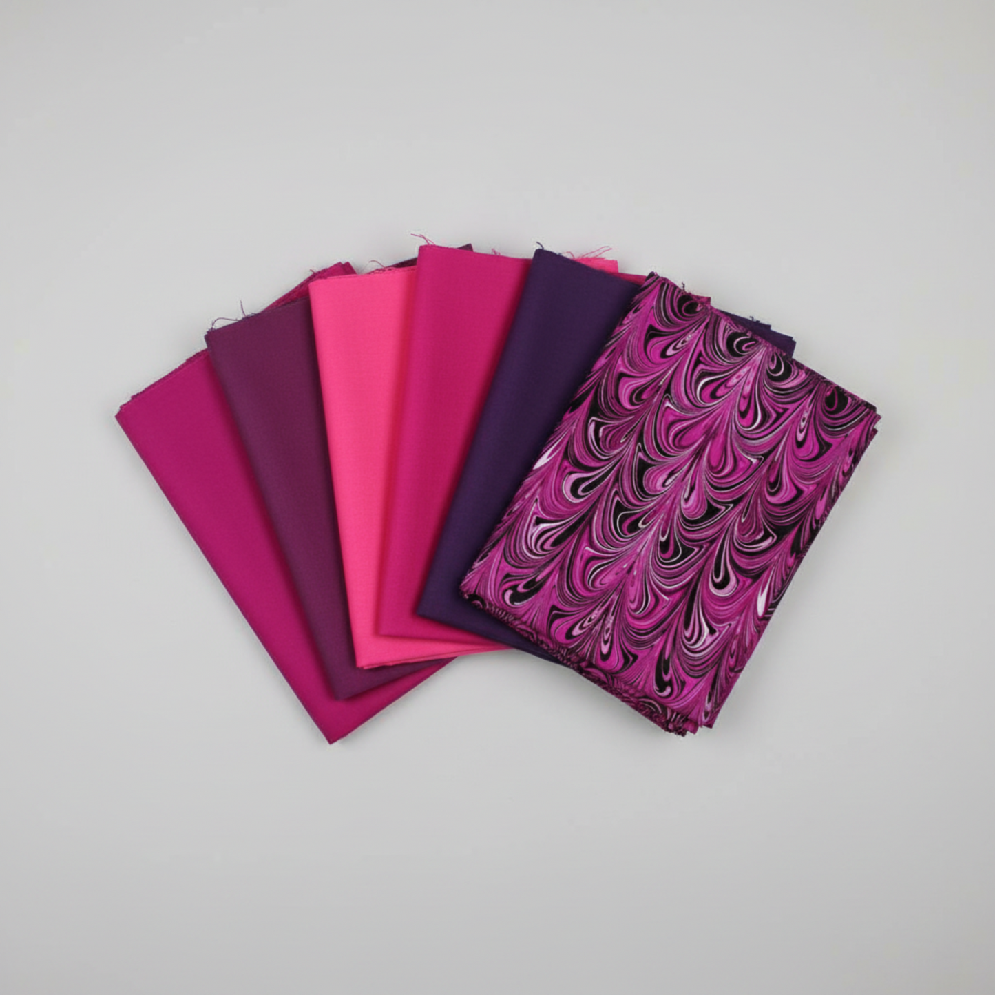 Needle Stars Chandelier Fuchsia coordinated with Interwoven Magenta, Hot Pink, and Plum quilting cottons — analogous color palette by Benartex