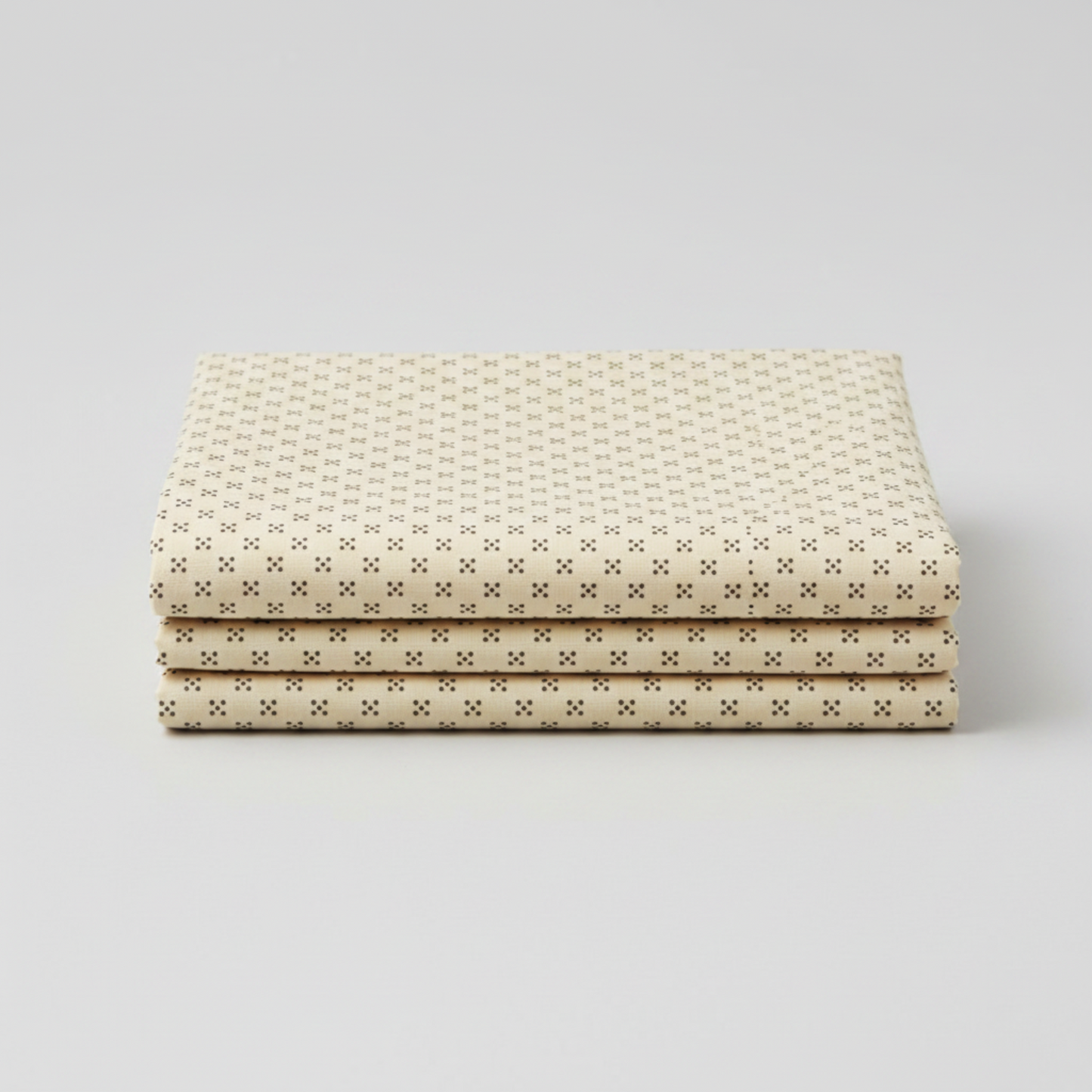 Scraps of Kindness Cream Nine Patch Boxes quilting cotton in soft fold stack — warm cream with tiny dark brown cross grid by Kim Diehl for Henry Glass