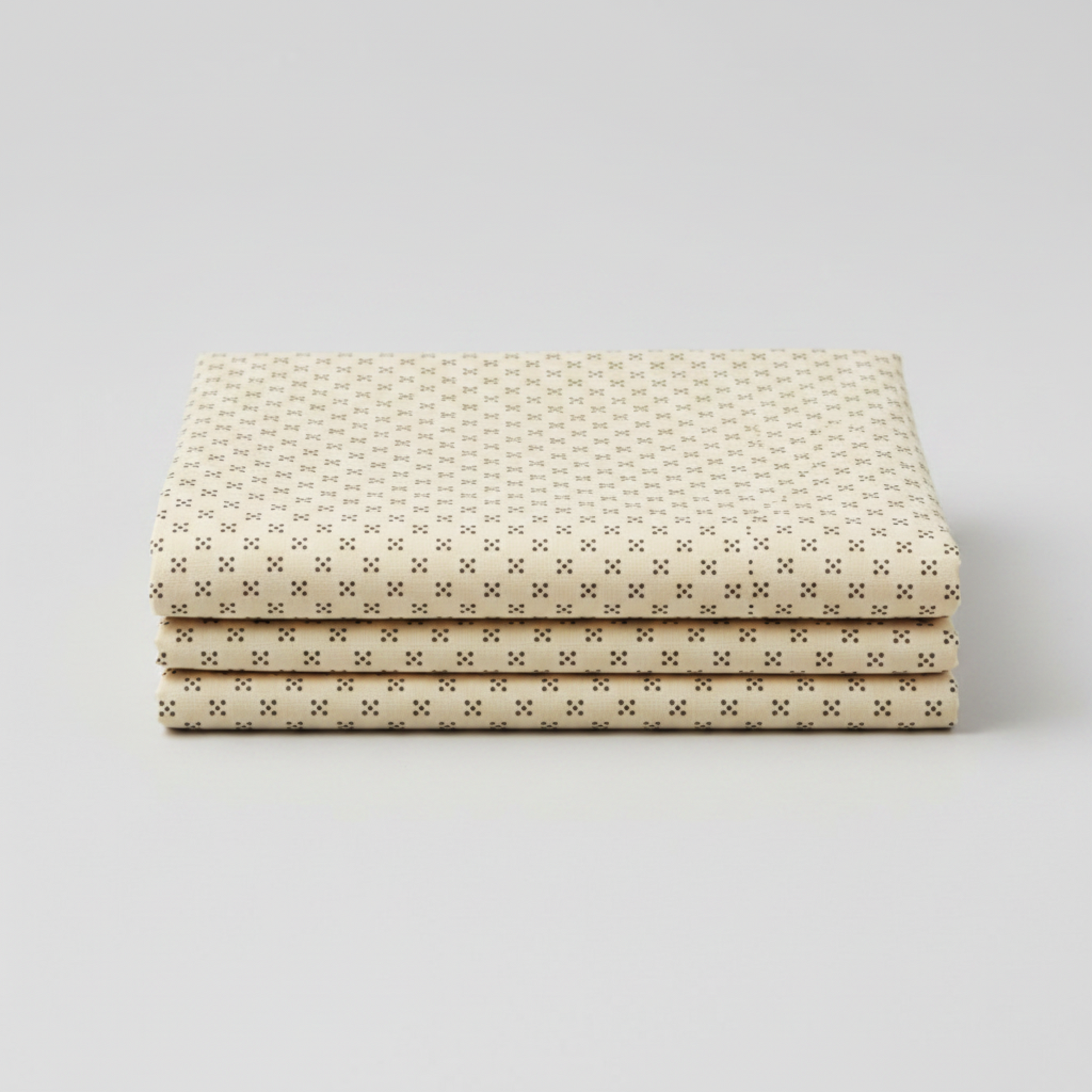 Scraps of Kindness Cream Nine Patch Boxes quilting cotton in soft fold stack — warm cream with tiny dark brown cross grid by Kim Diehl for Henry Glass