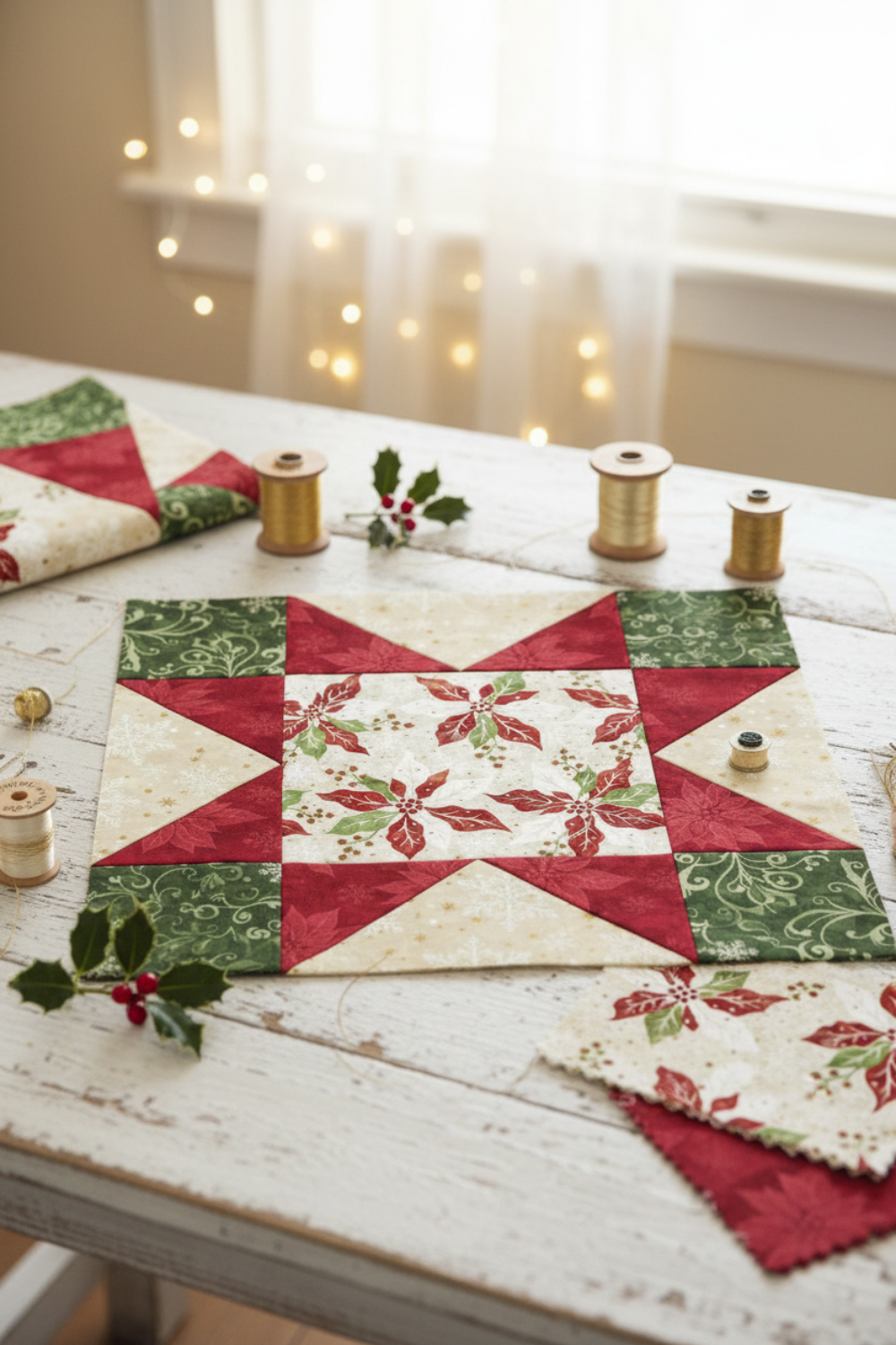 Winter Solstice II Cream Poinsettia Metallic