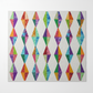 Diamond Daze quilt made with Interwoven Plum as the dominant fabric – vivid purple-violet elongated diamond blocks on white background, coordinating with periwinkle, pink, lime and butterscotch – Diamond Daze pattern by Sew Kind of Wonderful using Interwoven Plum fabric by Jason Yenter for In The Beginning Fabrics