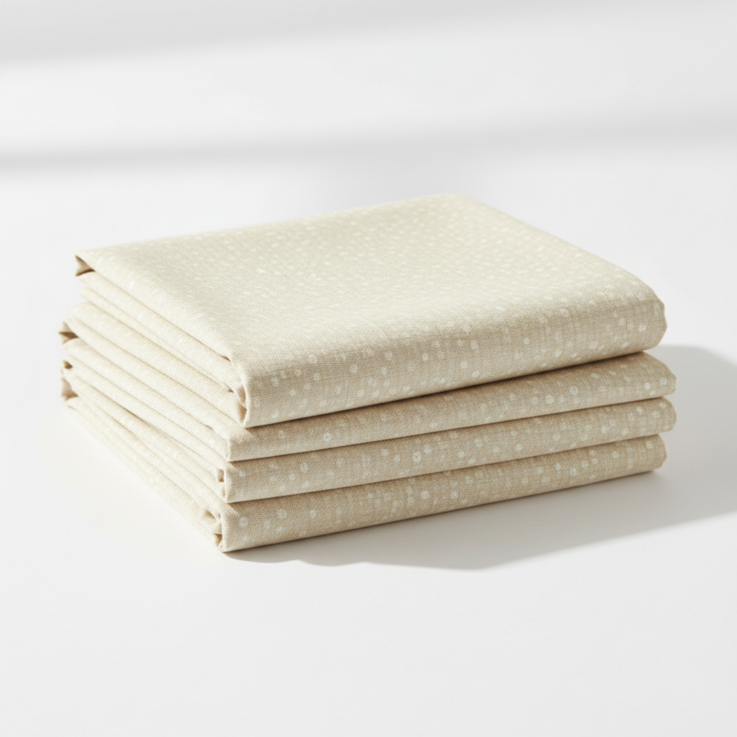 Dotty Thatched Washed Linen fabric folded and stacked – cream linen-toned dot crosshatch blender by Robin Pickens for Moda Fabrics