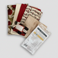 Everlasting Rose Quilt Top Kit – five coordinating cotton fabrics fanned out with Everlasting Rose jelly roll and Sonata quilt pattern back showing fabric requirements chart by Cozy Quilt Designs