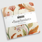Floral Fondant Charm Pack by Linn Warme for Moda Fabrics – 42 pre-cut 5" x 5" cotton charm squares featuring large-scale botanical prints with thistles, tulips and wildflowers in terracotta, rust, blush pink and sage green on cream