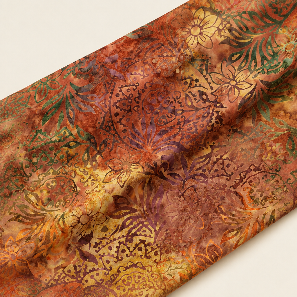Floral Medallions Sienna fabric in a diagonal sweep