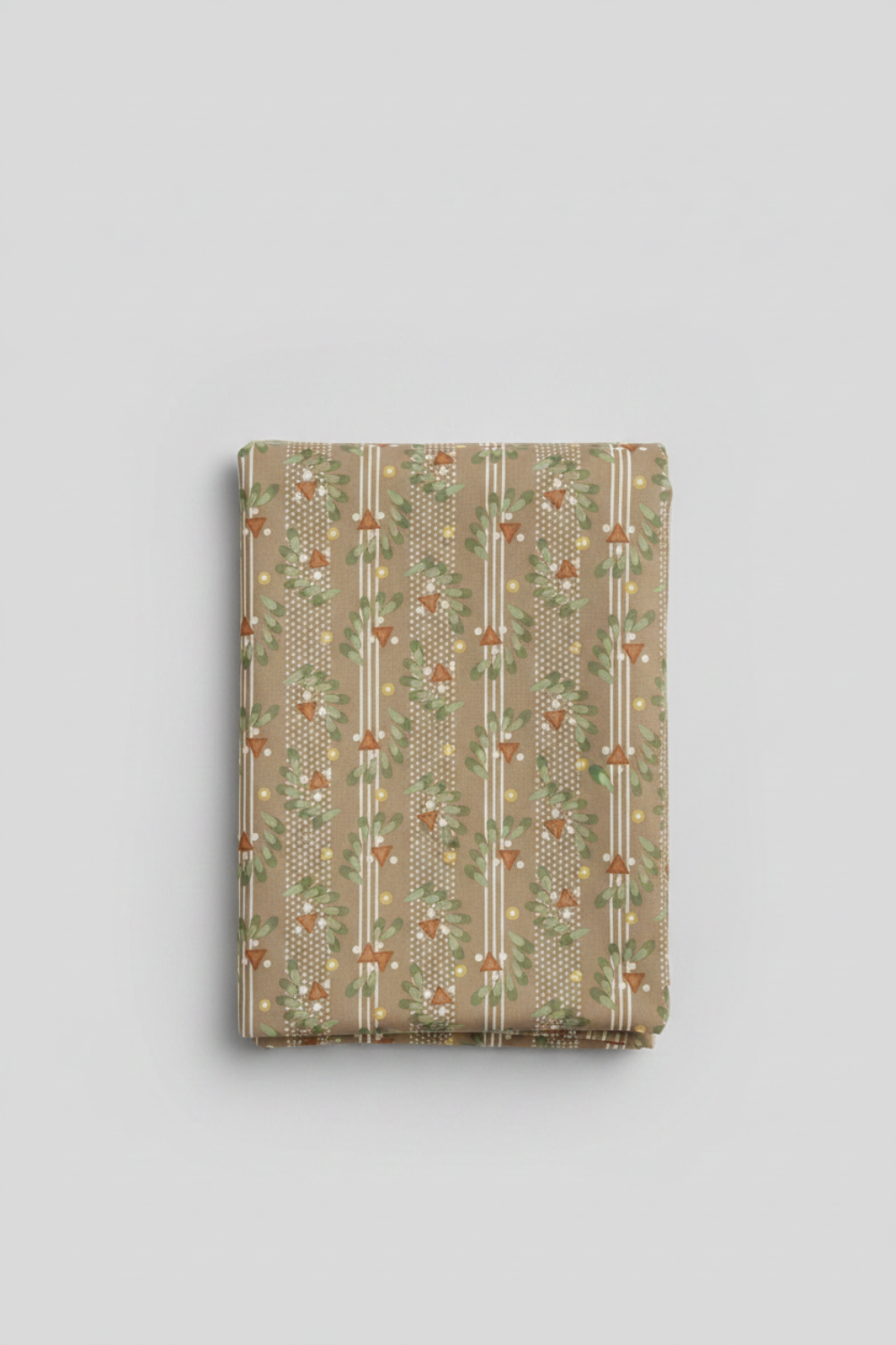 Front Porch Railings Taupe by Dolores Smith for Marcus Fabrics — taupe-brown quilting cotton with vertical sage green leaf garland stripes and rust tulip motifs, 100% cotton 43–44" wide — shop at IraRobi Quilts