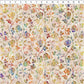 Halcyon II Multi Cream Roses fabric flat lay with ruler showing 15-inch width, allover multicolor rose and vine print on cream cotton by Jason Yenter for In The Beginning Fabrics