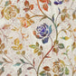 Halcyon II Multi Cream Roses fabric close-up showing large blue rose and multicolor vine detail on cream cotton, by Jason Yenter for In The Beginning Fabrics