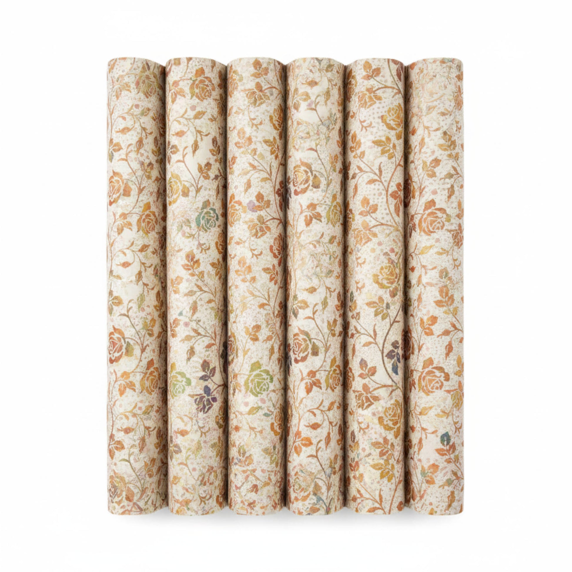 Halcyon II Multi Cream Roses fabric rolled into bolts showing full yardage, multicolor floral print on cream cotton by Jason Yenter for In The Beginning Fabrics