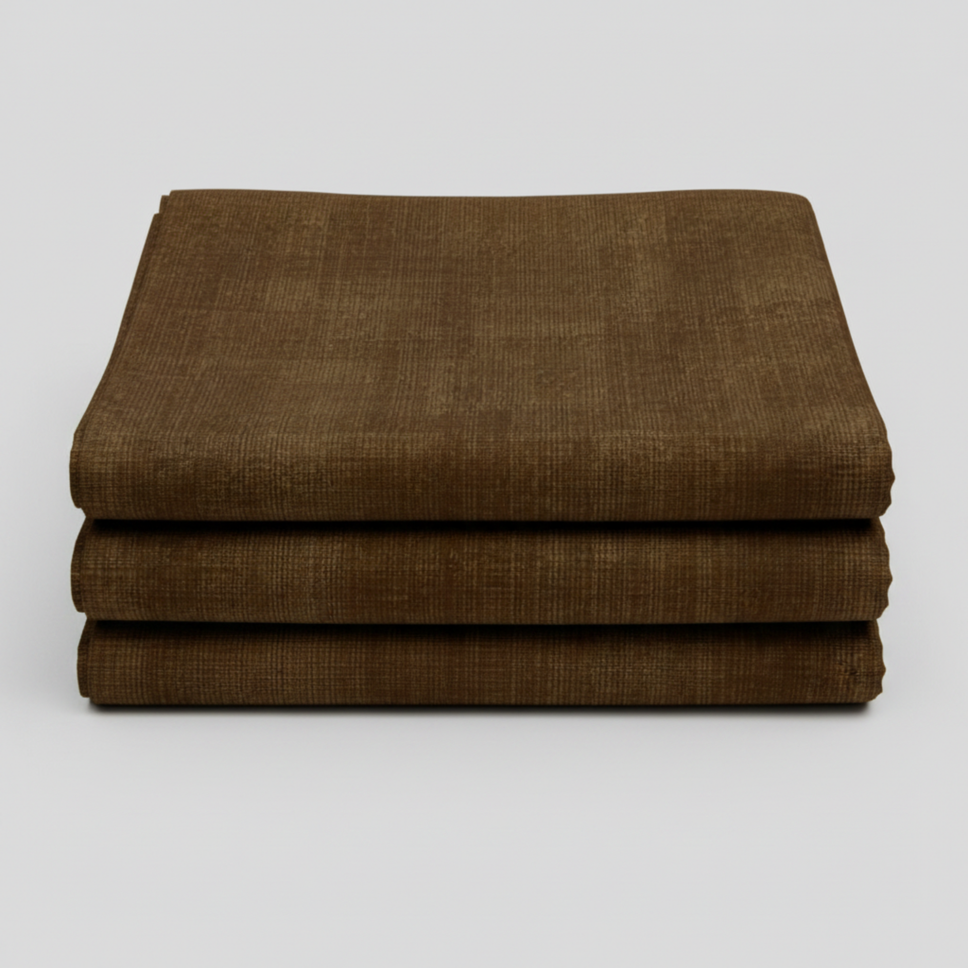 nterwoven Brown Fabric by Jason Yenter for In The Beginning Fabrics folded to show the rich deep brown geometric crosshatch print and texture