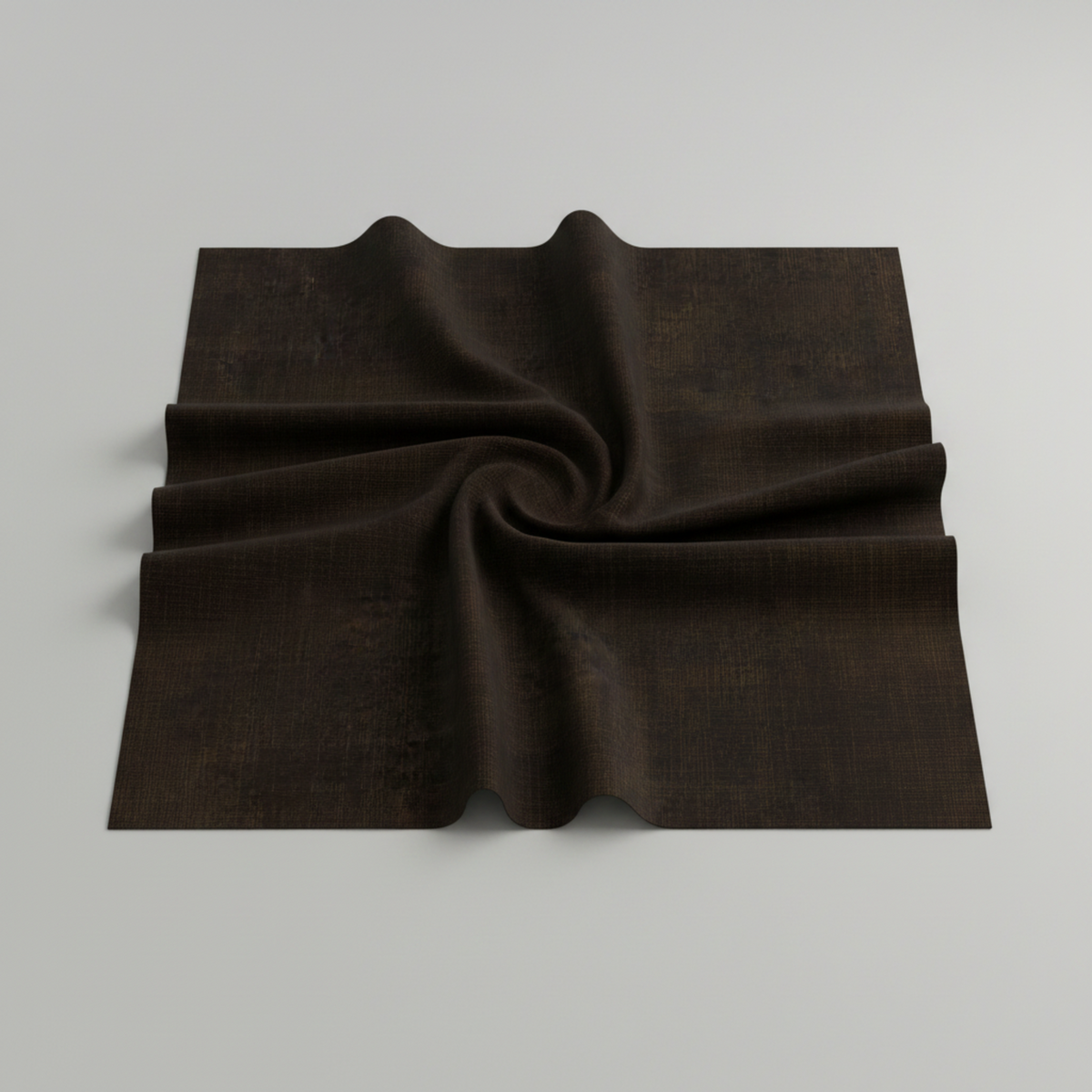 Interwoven Espresso Fabric by Jason Yenter for In The Beginning Fabrics folded to show the near-black espresso brown geometric crosshatch print and texture