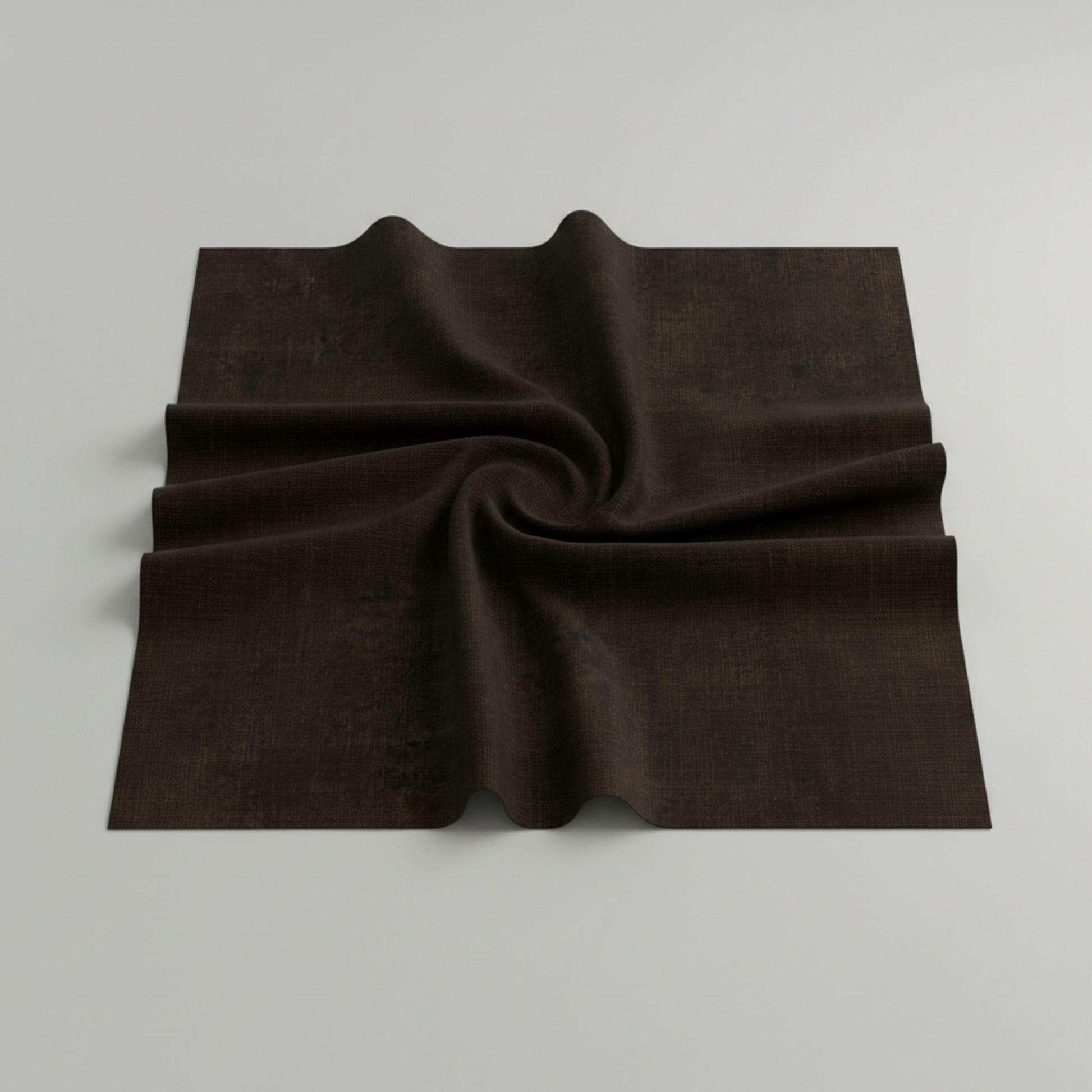 Interwoven Espresso Fabric by Jason Yenter for In The Beginning Fabrics folded to show the near-black espresso brown geometric crosshatch print and texture