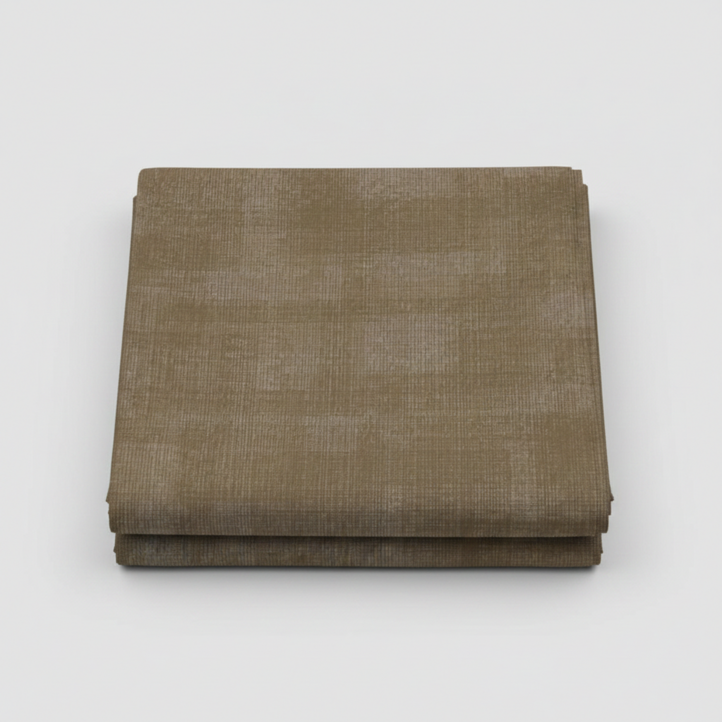 Interwoven Olive quilting cotton fabric folded to show the warm olive-brown geometric crosshatch print and texture – by Jason Yenter for In The Beginning Fabrics