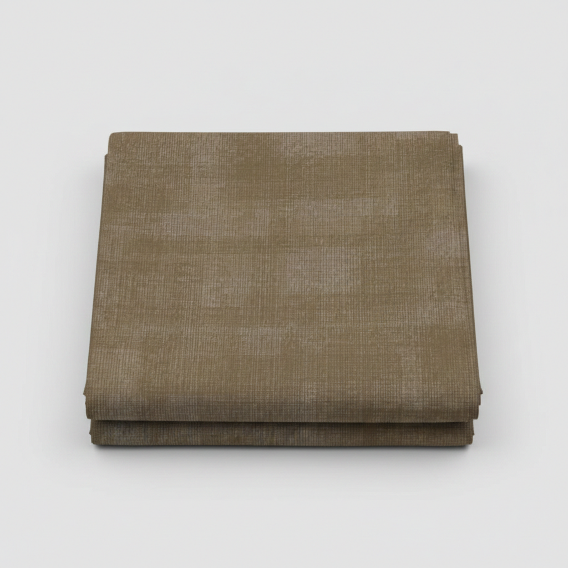 Interwoven Olive quilting cotton fabric folded to show the warm olive-brown geometric crosshatch print and texture – by Jason Yenter for In The Beginning Fabrics
