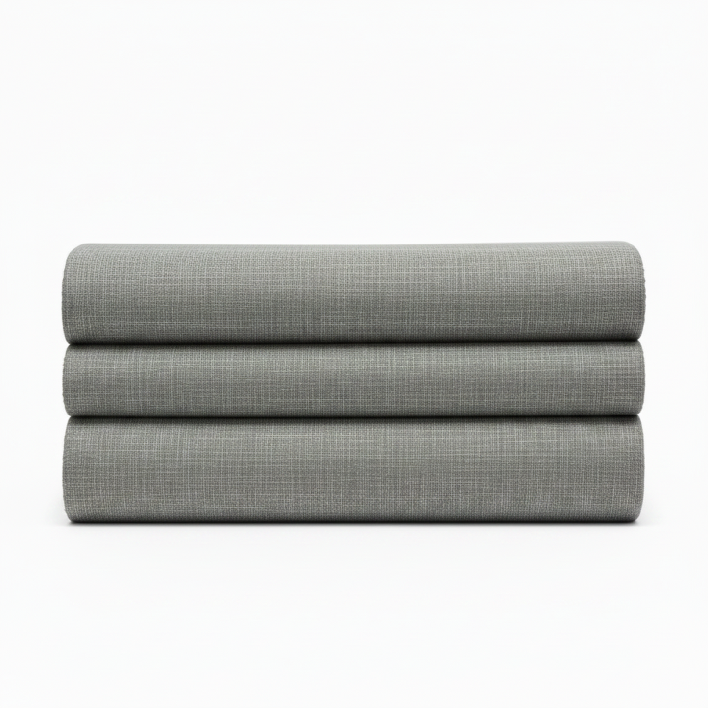 Interwoven Slate quilting cotton folded into a neat 2–3 yard continuous stack showing full fabric width – cool medium-grey geometric crosshatch fabric by Jason Yenter for In The Beginning Fabrics