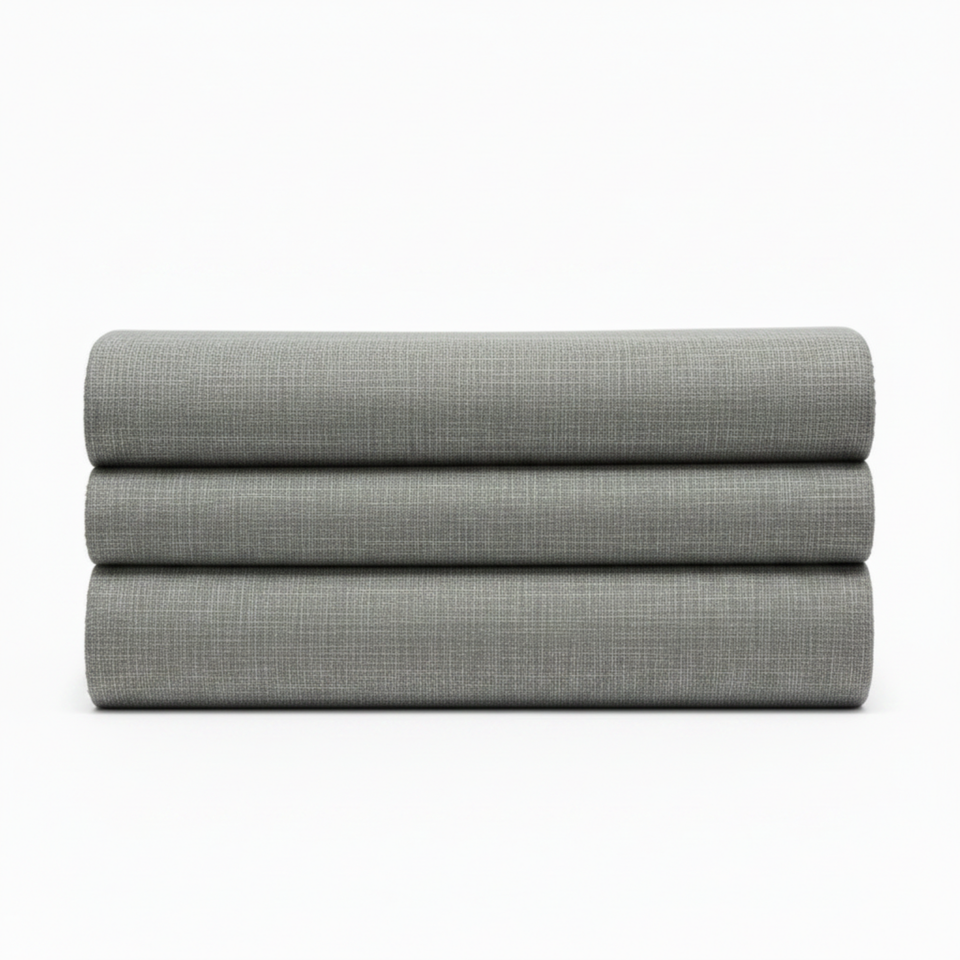 Interwoven Slate quilting cotton folded into a neat 2–3 yard continuous stack showing full fabric width – cool medium-grey geometric crosshatch fabric by Jason Yenter for In The Beginning Fabrics