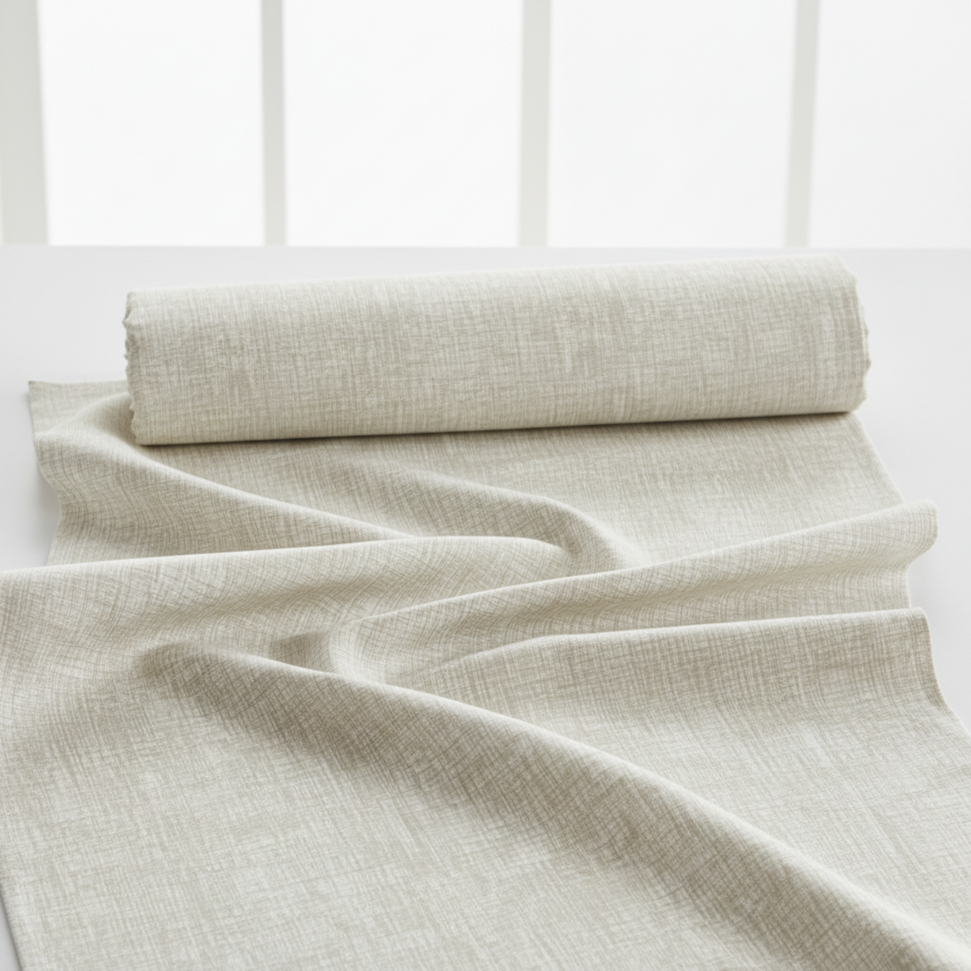 Interwoven Taupe Fabric by Jason Yenter for In The Beginning Fabrics — soft cream and taupe linen-look crosshatch blender quilting cotton with gentle tonal variation, 100% cotton, 43–44" wide
