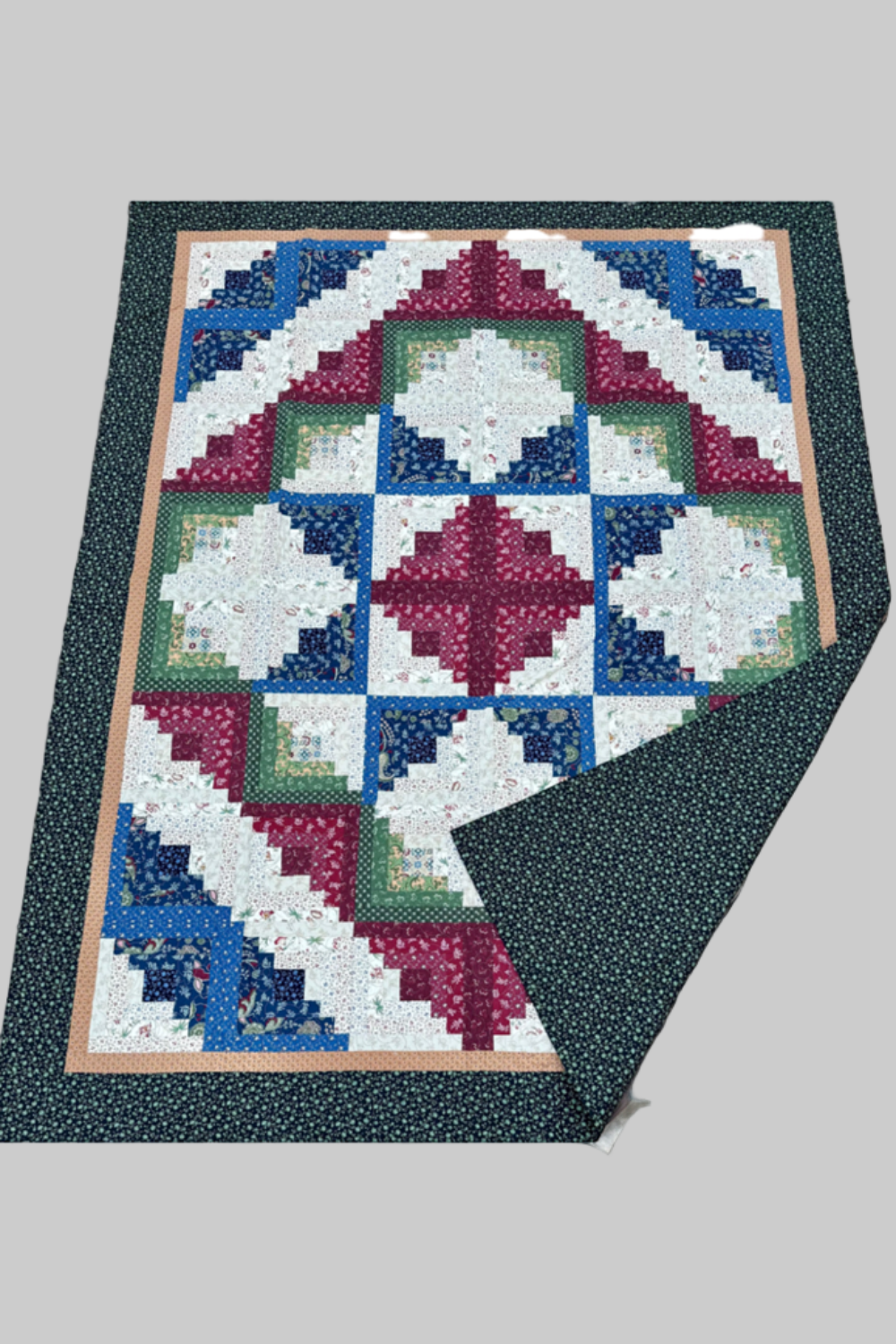 Log Cabin Star 73" x 93" Handmade Twin / Full Size