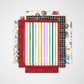 On the Go Stripes Multi quilting cotton by Jason Yenter for In The Beginning Fabrics — shown in a coordinating fabric fold stack with the rainbow stripe as the clear hero, on a clean white surface with bright studio lighting.