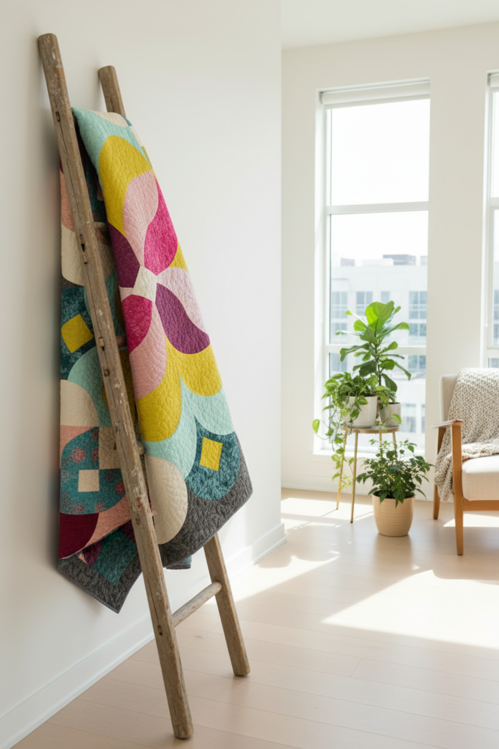 Posh Blossom quilt pattern by Sew Kind of Wonderful made with Expressions Batiks Hand-Dyes Charcoal as background fabric and jewel-tone hand-dyed batiks by Riley Blake Designs – Posh Blossom pattern available at IraRobi Quilts
