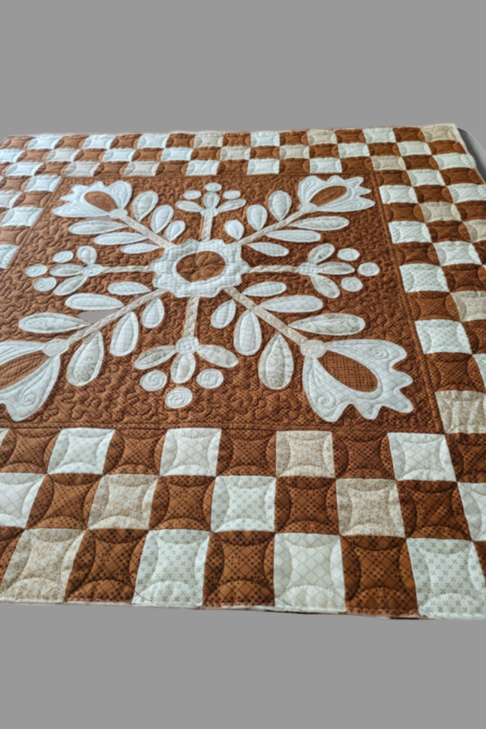 Butter Berry Blossoms 31" x 31" Handmade Decorative Quilted Table Topper / Wall Decor