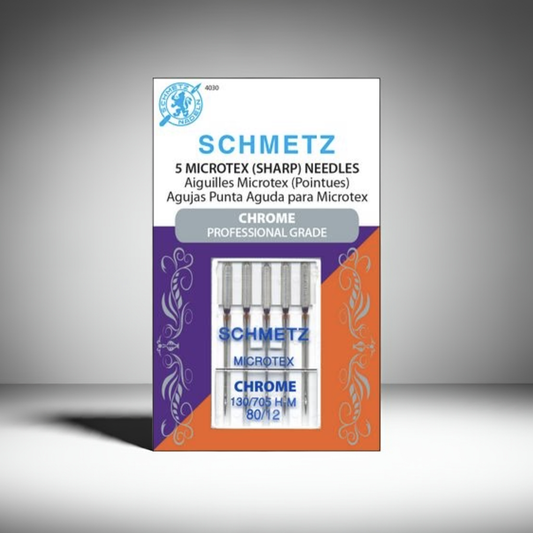 Chrome Microtex Schmetz Needle 5 ct, Size 80/12