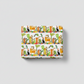 Safari Fun Stripe White/Multi by Terry Runyan for Benartex – neatly folded fabric stack showing full jungle animal stripe repeat with colorful geometric border strips, light grey background