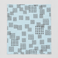 Flat swatch of Lazy Afternoon Sky Fabric by Zen Chic for Moda Fabrics on a light gray background, showing its pale blue print with black cross-shaped marks.