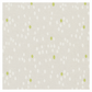Olive You Dots Fog Fabric by Zen Chic for Moda Fabrics, showing white dots and lime-green accents on pale fog gray within a white border.