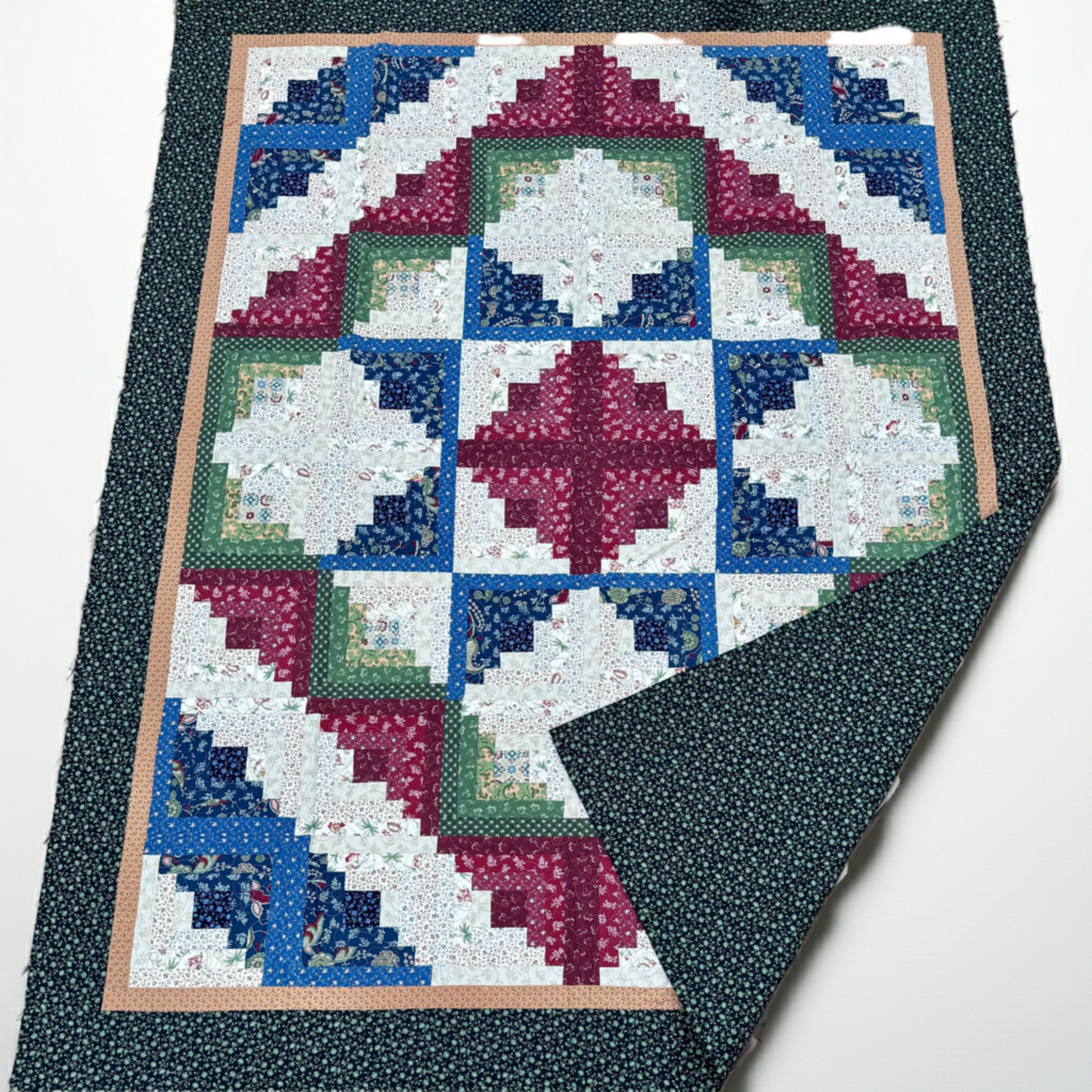 Log Cabin Star 73" x 93" Handmade Twin / Full Size
