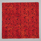 Sunshine Red Daisies 3 Yard Cut quilting cotton by Jason Yenter for In The Beginning Fabrics — close-up flat lay showing hundreds of densely packed daisy blooms in vibrant red and warm orange with dark burgundy petal outlines and spiked centers on rich deep red-maroon ground, 100% cotton, 43–44" wide. Quilt blocks shown for inspiration. Coordinating fabrics and quilt patterns are available at IraRobi Quilts.