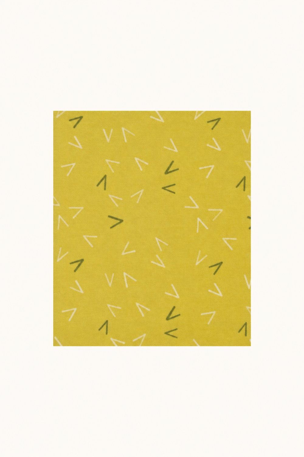 Olive You Arrows Maize Fabric by Zen Chic for Moda Fabrics, with cream and olive-green arrows on yellow, centered on a white background.
