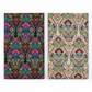 Vivid Brocade quilting cotton fabrics by Jason Yenter for In The Beginning Fabrics showing two colorways side by side – Vivid Brocade Jewel with magenta and purple damask florals on deep black, and Vivid Brocade Spice with crimson and burgundy damask florals on warm cream, same baroque brocade pattern in two colorways, 100% cotton, 3 yard cuts