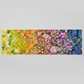 Wild Blossoms Rainbow by Robin Pickens for Moda Fabrics ‚Äì horizontal banner view showing full rainbow ombr√© color sweep from cream daisies and yellow goldenrod through orange poppies, red clover, pink wildflowers to cobalt bluebells
