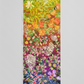 Wild Blossoms Rainbow quilting cotton by Robin Pickens for Moda Fabrics — vertical Pinterest pin showing full yard of fabric with complete rainbow ombré sweep from golden yellow daisies and bumblebees at top through orange California poppies, red, magenta clover and Queen Anne's lace, purple wildflowers, to cobalt blue bluebells at bottom — available at IraRobi Quilts